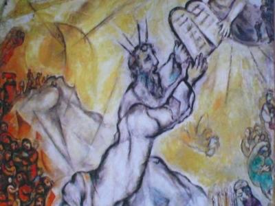 十戒の石板を授かるモーセ